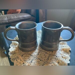 Vintage 2 Pewter Stein Handles Pewter Mugs Stamped USA Pint